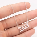 Silver stainless steel gothic year necklace with 2013 number pendant for women - 2013 / Steel