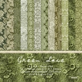 Green lace pattern DIY scrapbook paper set, 24 sheets of 6x6 inch 160gsm acid-free cardstock - R2322a 24 Sheets