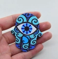 Blue Hamsa Hand acrylic pendant with Evil Eye pattern for DIY jewelry making - Style 9