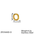 Puffy bubble letter O pendant in gold-plated stainless steel with size measurements - Letter-O