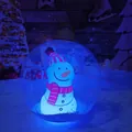 Inflatable Christmas ball with glowing snowman figurine and white foam snow - Transparent Snowman with Light
