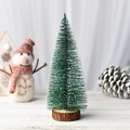 Mini albero di Natale in cedro con effetto neve e base in legno naturale decor - 20cm
