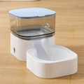 Automatische witte en blauwe voerbak voor huisdieren op houten vloer met reservoir - Voerbak (Blauw)