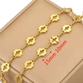 15mm gold hollow flower link chain in stainless steel for DIY jewelry making - Hollow Geometric Link 15x10mm / Gold