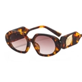 Tortoiseshell sunglasses with gradient purple lenses and gold leaf detail on temples - Leopard Frame Gradient Brown Lens