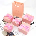 Rosa Schmuckbox und Taschen-Set mit Seidenschleifen und goldener Jewelry-Aufschrift - Rosa Buchstabentasche (Ohne Schmuck)