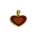18K gold-plated stainless steel heart pendant with red enamel inlay DIY accessory - Dark Red & Orange Red (Gold-3)