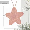 Pink star-shaped Christmas ornament with sequins and rustic pine branch decoration - Pink Star