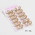 Pendientes de aro dorados de acero inoxidable pulido en cartón expositor de 40g - Ancho 4mm/Diámetro Interior 9mm