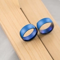 Classic 8mm blue stainless steel rings for men with a polished dome finish and smooth surface - Blue