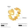 Anello aperto dorato a forma di cuore in acciaio inossidabile con design geometrico - Fascia A Forma Di Cuore (NB-R24393)