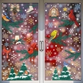 Christmas snowflake window clings with colorful birds and festive pine branch decals - Set of 8-BQ(562-569)