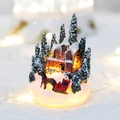 Miniatura di villaggio natalizio a LED con casa innevata e carrozza in resina decorativa - Casetta di Natale