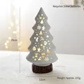 White ceramic Christmas tree lamp with hollow design and wood base, 25cm height - White Christmas Tree