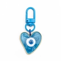 Blauer Evil Eye Herzanhänger Schlüsselanhänger mit Goldrand und blauem Karabiner - Herz Blau (BE1266BU00)