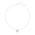 Silver round disc necklace with hammered texture pendant and adjustable chain link - Silver Coin Sweater Chain 51cm / 51cm