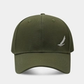 Armeegrüne Baseballkappe mit weißer Federstickerei und Baumwoll-Twill-Gewebe - Verstellbar / Armeegrün