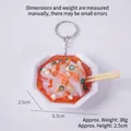 Miniature food keychain featuring a realistic white octagonal bowl of noodles and chopsticks - Spicy Cold Skin Noodles - Octagonal Bowl - With Keychain