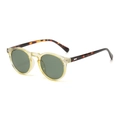 Retro round kids sunglasses with translucent yellow frames and tortoiseshell temples - Polarized C10 / Trans Yellow Tea Tortoise Frame G15 Lens