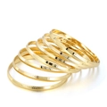 Gold titanium steel multilayer stacked bracelets with geometric engraved texture for women - 68x6mm Diagonal Engraved Gold Style (KB63168-LO)