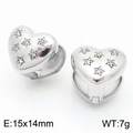 Silver stainless steel heart earrings featuring star engravings and clear zircons - Style D Steel Star Heart (KE114147-KFC)