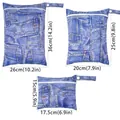 Three sizes of denim print waterproof diaper bags with travel measurements and handles - BF105 Blue Denim Print