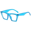 Quadratische Oversize-Sonnenbrille mit transparent blauem Rahmen und breiten Bügeln - Transparenter Königsblauer Rahmen Klare Gläser