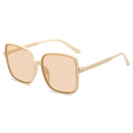 Vintage oversized square sunglasses with creamy beige frame and orange tinted lenses - Rice White Frame / Tea Lens