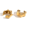Orecchini ear cuff in acciaio inossidabile placcato oro 18K con texture stile bambù - Oro