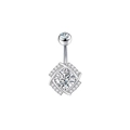 Silberner Bauchnabelpiercing mit großem quadratischem Zirkon und Kristallverzierung - Geometrischer Quadratischer Stil