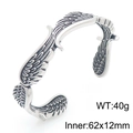 Vintage silver Viking feather cuff bracelet for men with 62x12mm inner diameter size - Relief Wing Texture Styling (KB209326-LU)