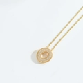Gold plated hollow round pendant necklace with micro-paved zircons and rope chain - Letter O