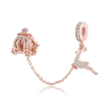 Rose gold reindeer and pumpkin carriage safety chain charm in S925 silver for bracelets - Carriage Safety Chain