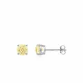 Minimalistische S925 zilveren oorknopjes met een 6mm lichtgele ronde edelsteen voor - 6mm
