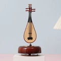Caja de música giratoria Yueqin vintage en madera marrón para decoración - 2051 Pipa