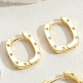 Modern gold-plated U-shaped hoop earrings with dotted pattern in a minimalist style - Small / Gold