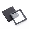 Minimalistischer schwarzer 3D-Schmuck-Schweberahmen mit passender Schutzhülle aus Papier - Quadratische Aufhängungsbox Mit Schwarzem Außenkarton-Set (KQP345-WGYD)