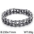 Mattsilbernes 11mm Motorradketten-Armband für Herren aus Edelstahl in 230mm Länge - 19cm / Mattschwarz (KB51662-D)