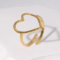 Gold Heart Hammered Texture Style (JR247)