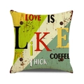 Detail of vintage industrial style linen cushion cover with rustic coffee quote pattern - Style 4/COFFEE METALLIC / 45cmx45cm