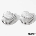 Silberne Fächer-Ohrringe in Muschelform mit funkelnden Zirkonia-Steinen - Silberne Muschel-Ohrringe (PD3327)