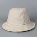 Chapeau bob unisexe en coton et lin beige avec texture tissée pour protection solaire - M(56-58cm) / Beige