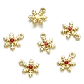Ciondolo a fiocco di neve dorato con strass rosso per la creazione di gioielli fai-da-te - Rosso & Oro