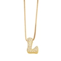Golden letter L pendant necklace with sparkling cubic zirconia on a box chain - Letter L