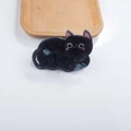 Cute black cat hair claw clip made of tortoiseshell acetate for hair styling - Marble Black Cat