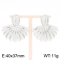 Boucles d'oreilles en acier titane argenté en forme d'éventail avec finition miroir - Couleur Acier (KE115694-GC)