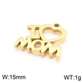 Golden I Love Mom stainless steel hollow pendant, 15mm width and 1g weight specification - 15mm / Gold (KLJ7139-Z)
