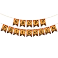 Decorative Halloween paper banner featuring orange pumpkin and bat designs for party - Halloween Banner Style D