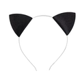 Detail of black cat ear headband with glitter texture and thin metal wire band for Halloween - Glitter Black Cat Ears