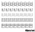 40-piece silver metal hair accessories set featuring braid rings and cuffs on white background - 40PCS (Bag) / Silver